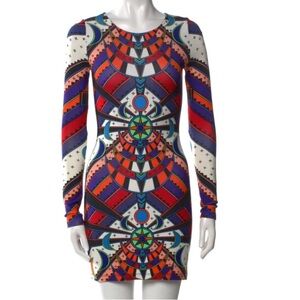 Mara Hoffman Geometric Psychedelic Print Long Sleeve Mini Dress — Size M